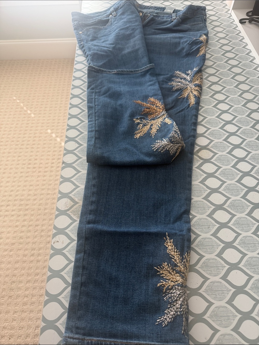 Chicos SoSlimming Girlfriend slim leg Jeans with Gold Embroidered Accents